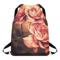 Vintage Rose Print Drawstring Backpack