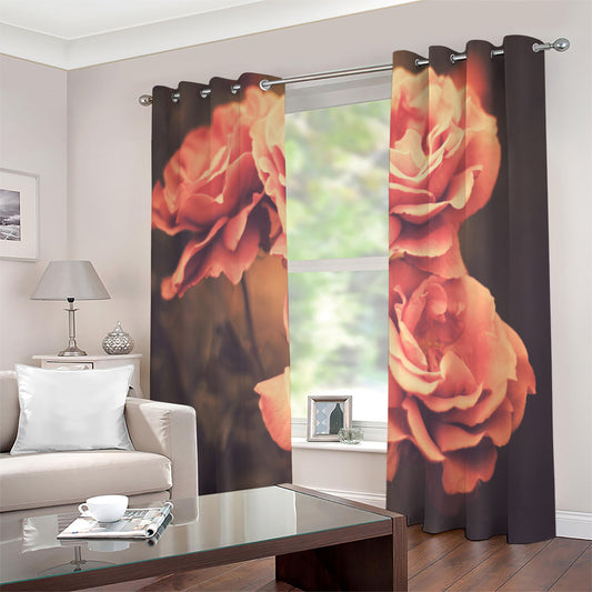 Vintage Rose Print Extra Wide Grommet Curtains