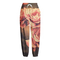 Vintage Rose Print Fleece Lined Knit Pants