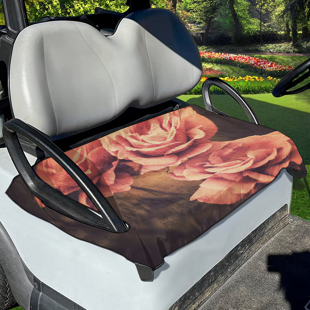 Vintage Rose Print Golf Cart Seat Cover