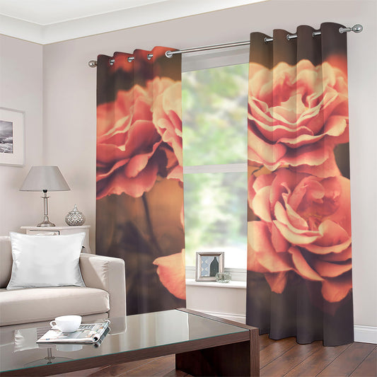 Vintage Rose Print Grommet Curtains