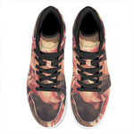 Vintage Rose Print High Top Leather Sneakers