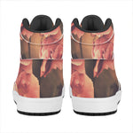 Vintage Rose Print High Top Leather Sneakers