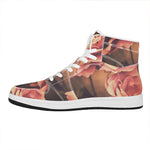 Vintage Rose Print High Top Leather Sneakers