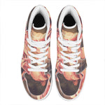 Vintage Rose Print High Top Leather Sneakers
