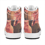 Vintage Rose Print High Top Leather Sneakers