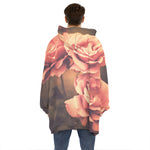 Vintage Rose Print Hoodie Blanket
