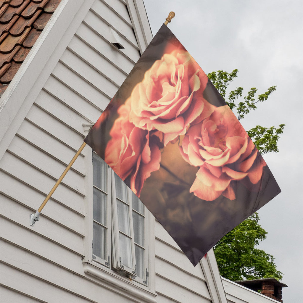 Vintage Rose Print House Flag