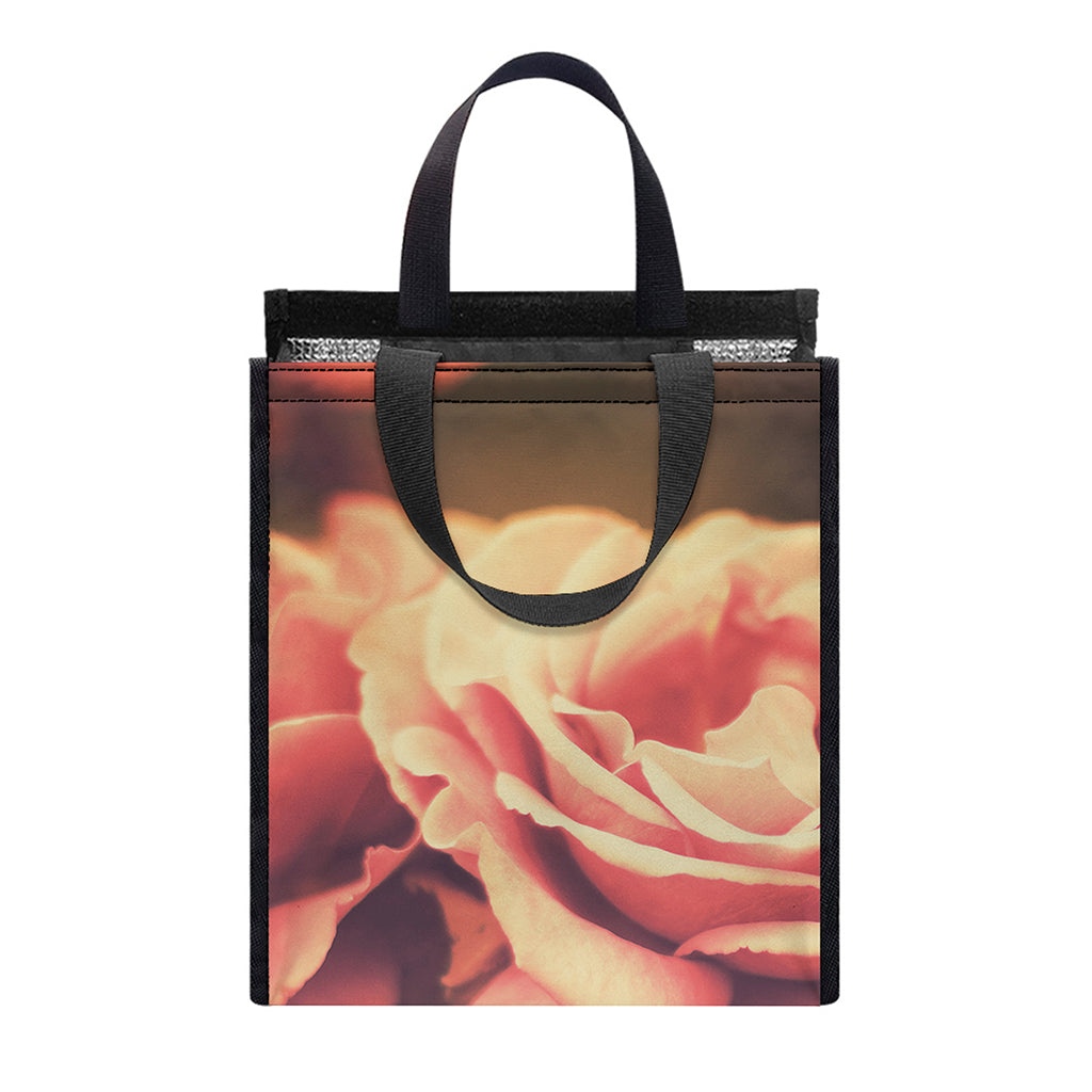 Vintage Rose Print Insulated Lunch Tote