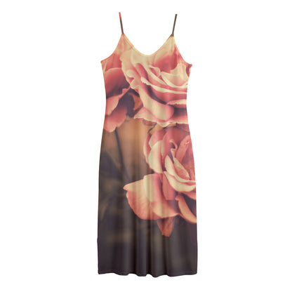 Vintage Rose Print Jersey Midi Cami Dress