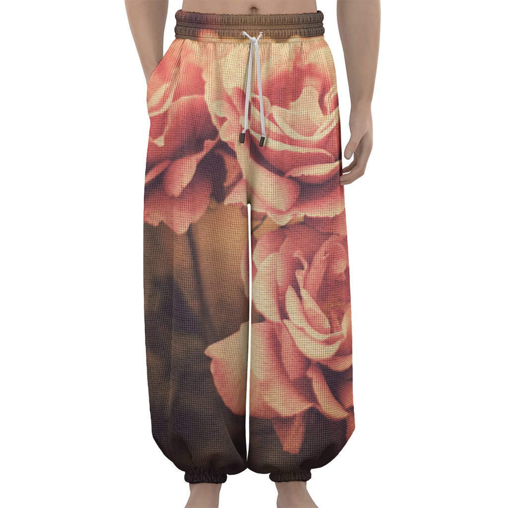 Vintage Rose Print Lantern Pants