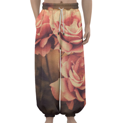 Vintage Rose Print Lantern Pants