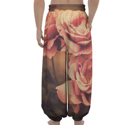 Vintage Rose Print Lantern Pants