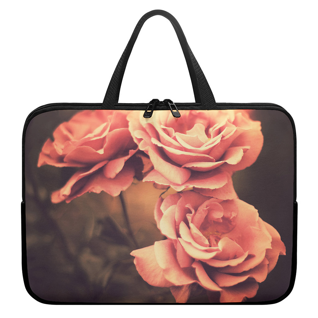 Vintage Rose Print Laptop Sleeve With Handle