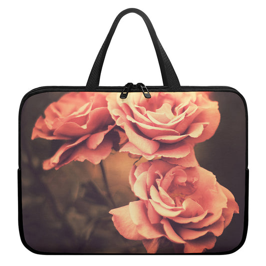Vintage Rose Print Laptop Sleeve With Handle