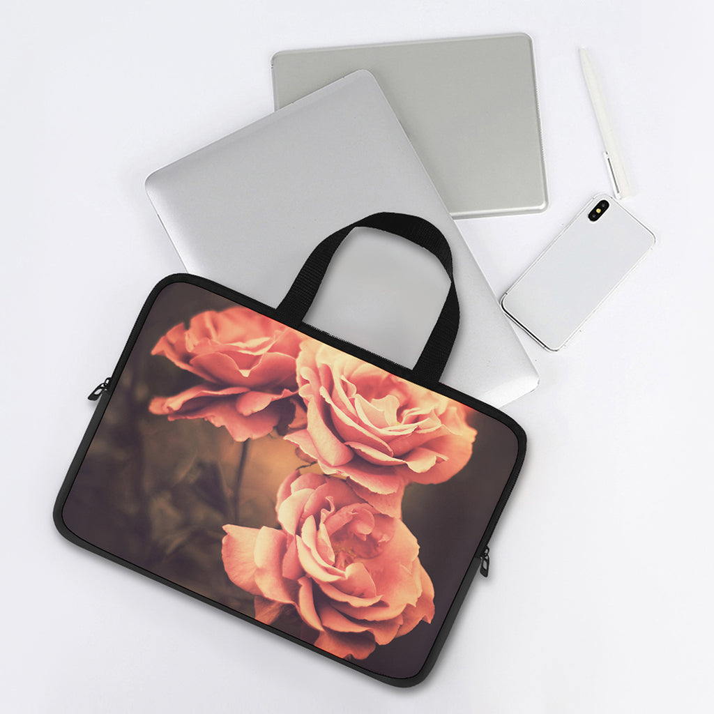 Vintage Rose Print Laptop Sleeve With Handle