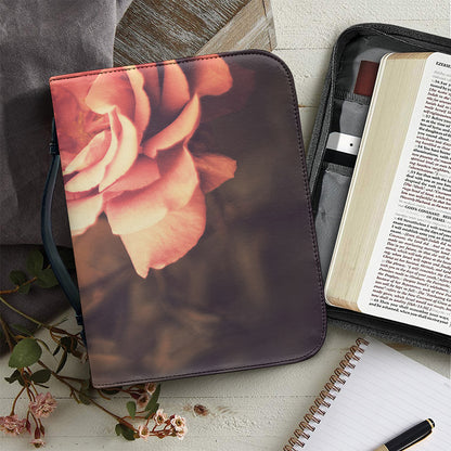 Vintage Rose Print Leather Bible Cover