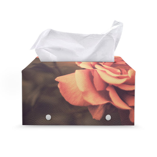 Vintage Rose Print Leather Tissue Box Cover