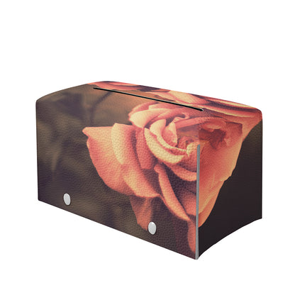 Vintage Rose Print Leather Tissue Box Cover