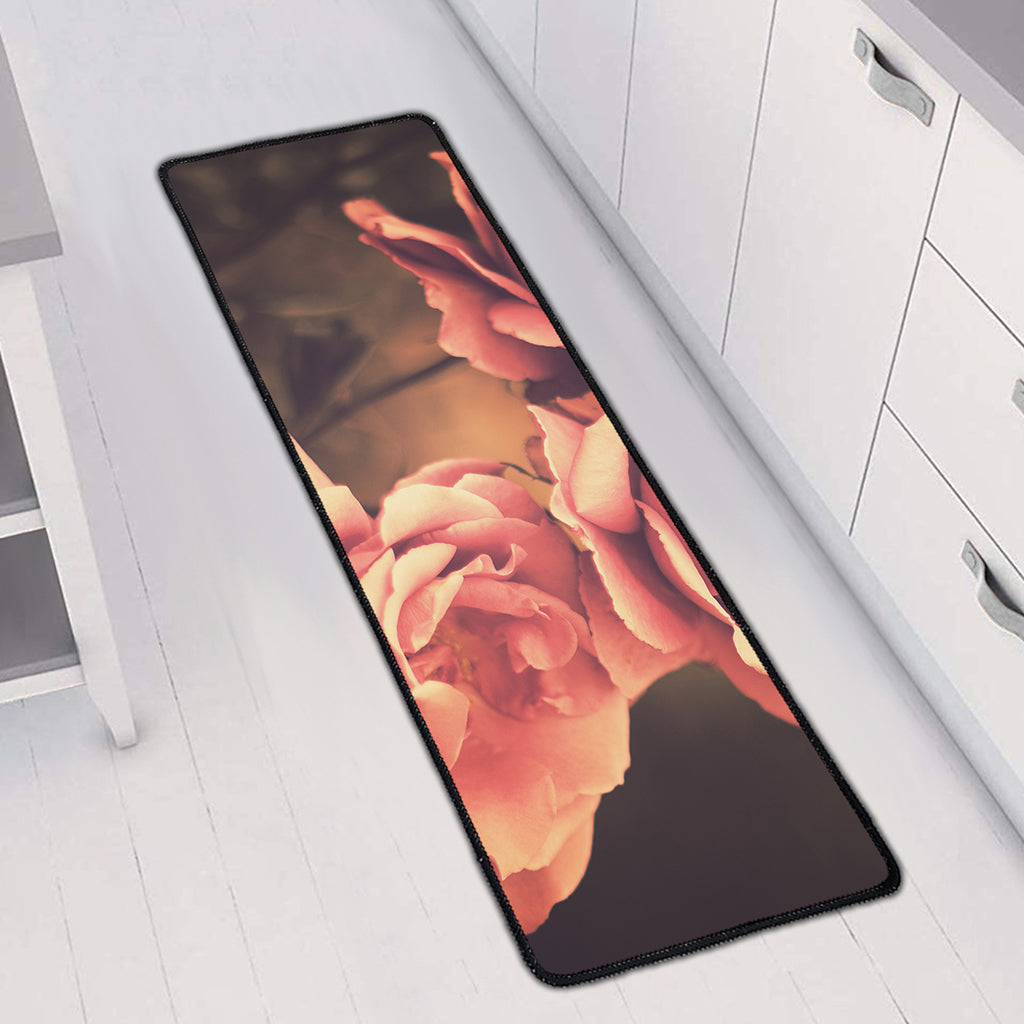 Vintage Rose Print Long Kitchen Mat