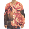 Vintage Rose Print Long Sleeve Baseball Jersey