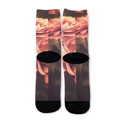 Vintage Rose Print Long Socks