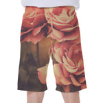 Vintage Rose Print Men's Beach Shorts