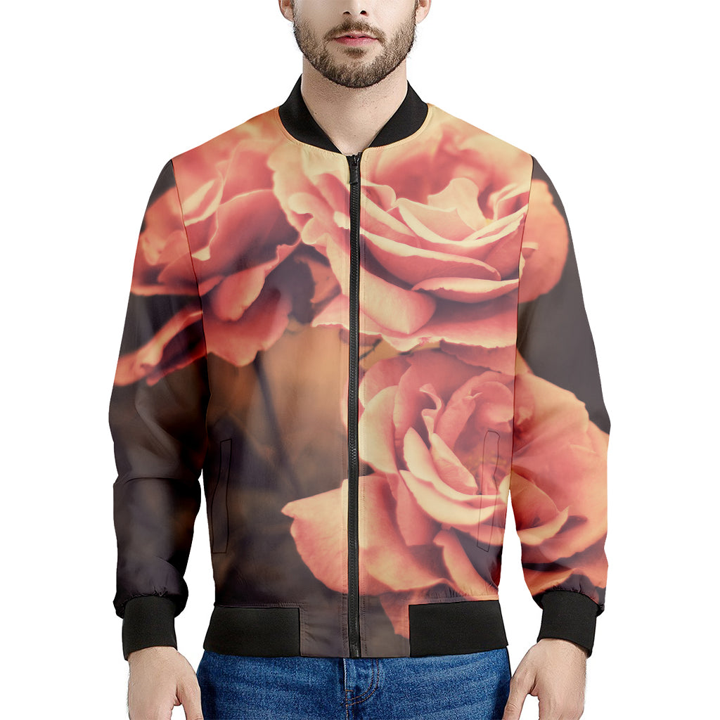 Vintage Rose Print Men's Bomber Jacket