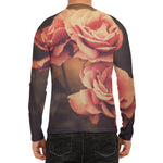 Vintage Rose Print Men's Long Sleeve Rash Guard