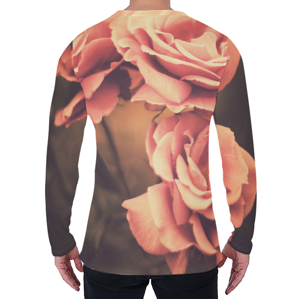 Vintage Rose Print Men's Long Sleeve T-Shirt