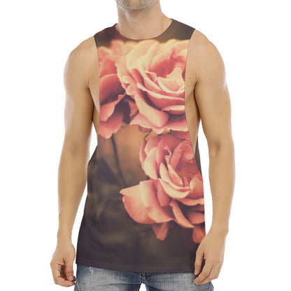 Vintage Rose Print Men's Muscle Tank Top