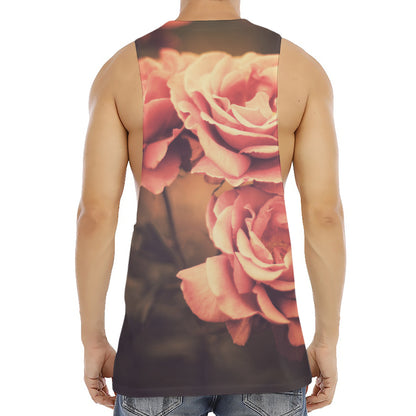 Vintage Rose Print Men's Muscle Tank Top