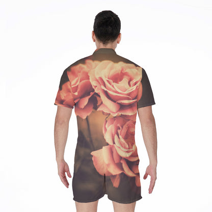 Vintage Rose Print Men's Rompers