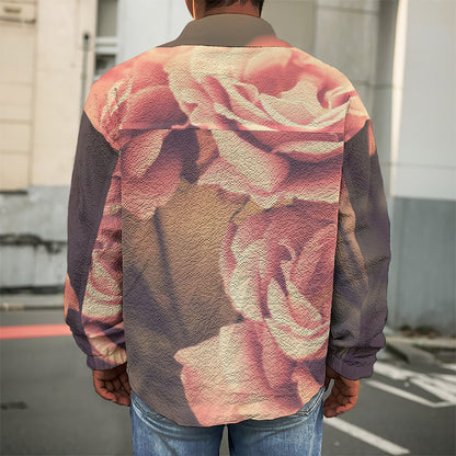Vintage Rose Print Men's Shirt Jacket