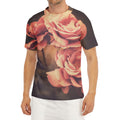 Vintage Rose Print Men's Short Sleeve Rash Guard