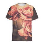 Vintage Rose Print Men's Sports T-Shirt