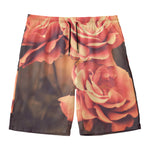 Vintage Rose Print Men's Swim Trunks