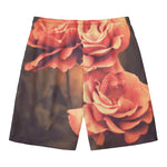 Vintage Rose Print Men's Swim Trunks