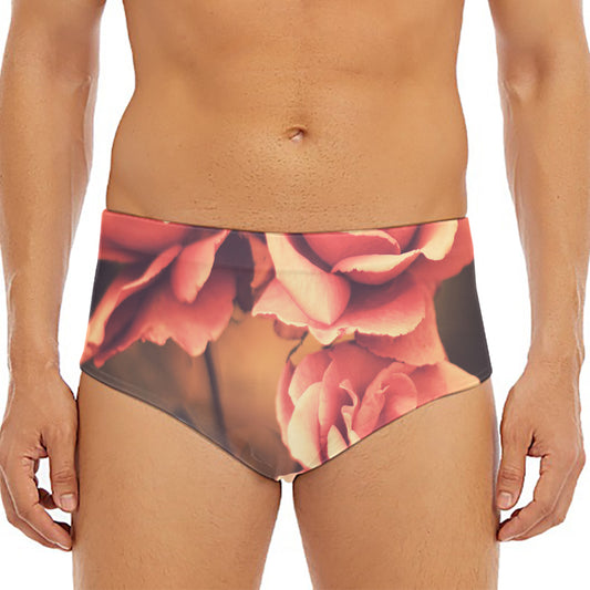 Vintage Rose Print Men's Triangle Swim Briefs