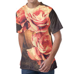 Vintage Rose Print Men's Velvet T-Shirt