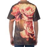Vintage Rose Print Men's Velvet T-Shirt