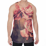 Vintage Rose Print Men's Velvet Tank Top