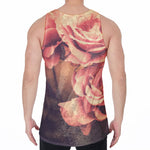 Vintage Rose Print Men's Velvet Tank Top
