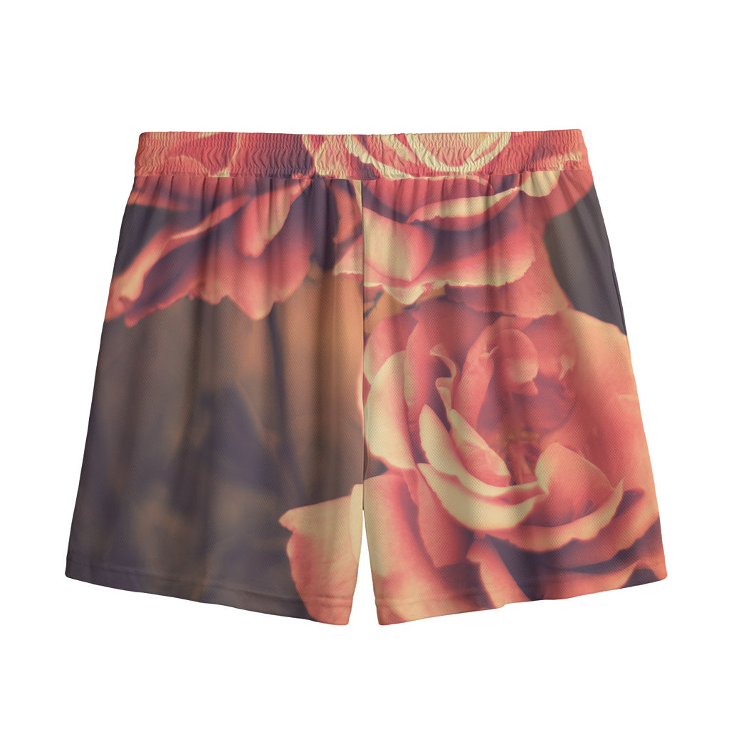 Vintage Rose Print Mesh Shorts