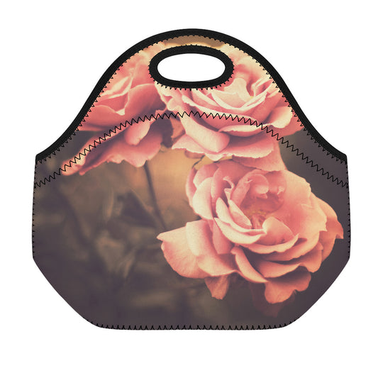 Vintage Rose Print Neoprene Lunch Bag