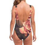 Vintage Rose Print One Piece Swimsuit