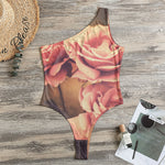 Vintage Rose Print One Shoulder Bodysuit
