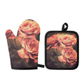 Vintage Rose Print Oven Mitt And Pot Holder Set