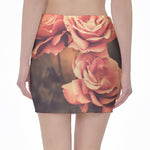 Vintage Rose Print Pencil Mini Skirt