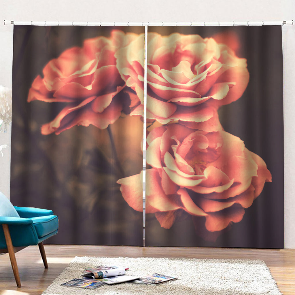 Vintage Rose Print Pencil Pleat Curtains